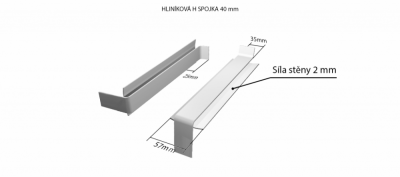 Hliníková H - spojka (k venkovním ohýbaným parapetům) NOS 40 mm