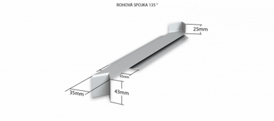 Hliníková R - spojka 135° (k venkovním pozinkovaným parapetům) NOS 40 mm