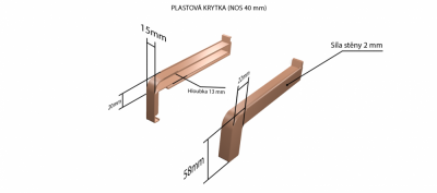 Plastové krytky pro obě strany (k venkovním taženým parapetům) NOS 40 mm