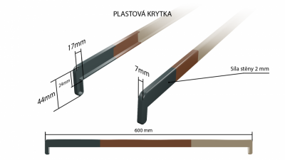 Plastová krytka oboustranná boční 600 mm (k plastovým parapetům STANDARD)