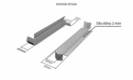 Venkovní hliníkové ohýbané parapety nos 40 mm - Hliníková R - spojka 90° (k venkovním ohýbaných parapetům) NOS 40 mm