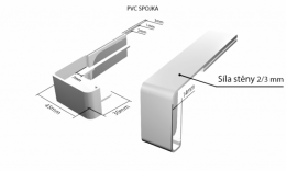 Venkovní hliníkové ohýbané parapety nos 40 mm - Plastová H - spojka 350 mm (k venkovním ohýbaným parapetům) NOS 40 mm