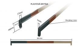 Vnitřní plastové parapety standardní fólie - BAREVNÁ plastová krytka oboustranná boční 600 mm (k plastovým parapetům STANDARD)