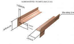 Venkovní hliníkové tažené parapety nos 25 mm - Hliníkové krytky po omítce (pro obě strany) NOS 25 mm